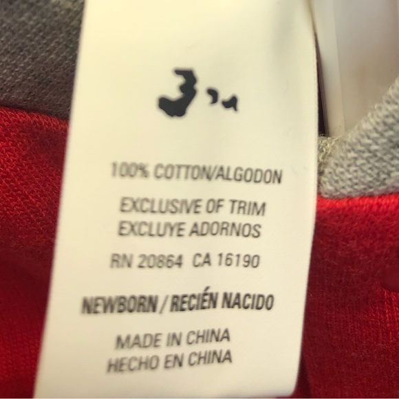 Vintage red/gray puppy one piece sweatshirt romper/jumpsuit, newborn - Picture 7 of 7